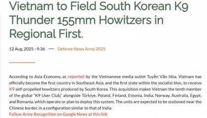 真是大手笔啊!越南豪掷3亿美元购入K-9火炮,20门火炮为何同时朝北?