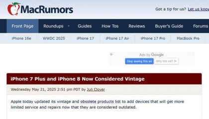 iPhone 7 Plus以及部分iPhone 8机型被苹果列为“过时”产品