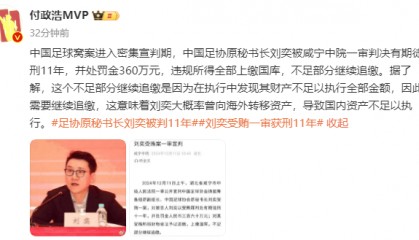 媒体人:刘奕大概率曾向海外转移财产 导致国内资产不足以执行