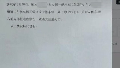 女子驾车在停车场撞上左侧车辆身亡,网传与自动泊车有关 家属:没有该功能,是意外