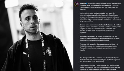 哀悼!葡萄牙足协发布讣告 若塔与弟弟因车祸不幸去世