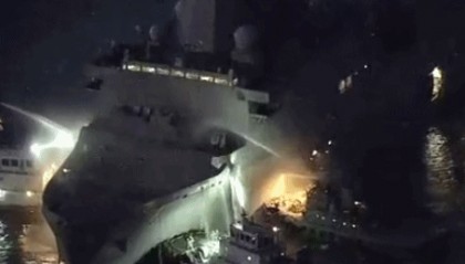 美军两栖船坞登陆舰烧了15小时,美军早早宣称火已扑灭,日方称还没灭