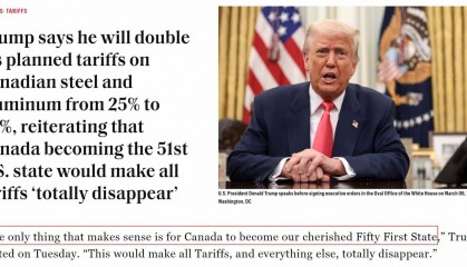 特朗普:成为“我们珍爱的第51个州”就没关税了