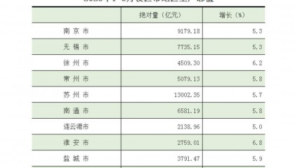 江苏13市上半年GDP出炉:苏州领跑,GDP超1.3万亿