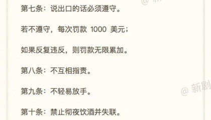 金赛纶与丈夫的誓约书曝光 二人曾互相承诺拉黑前任