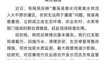 安徽濉溪回应黑臭水体流入农灌区:网民反映情况基本属实