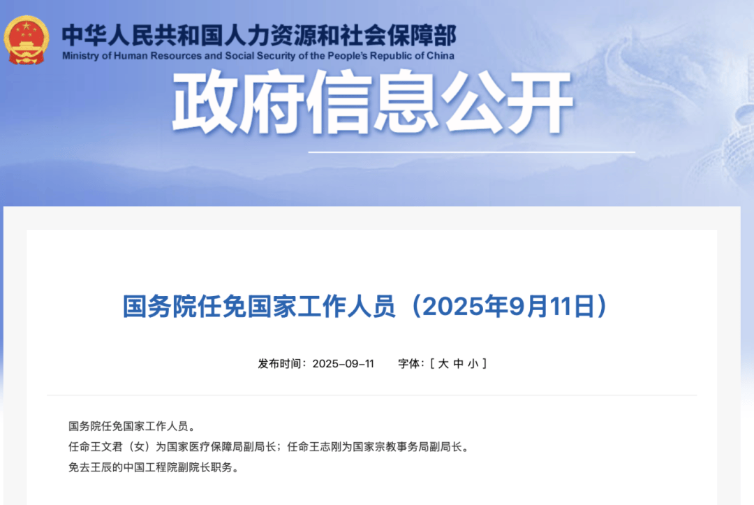 王辰被免去中国工程院副院长职务